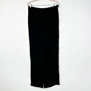 2/$30 White House Black Market Wide Leg High Rise Cinched Trouser Black 6R #8097